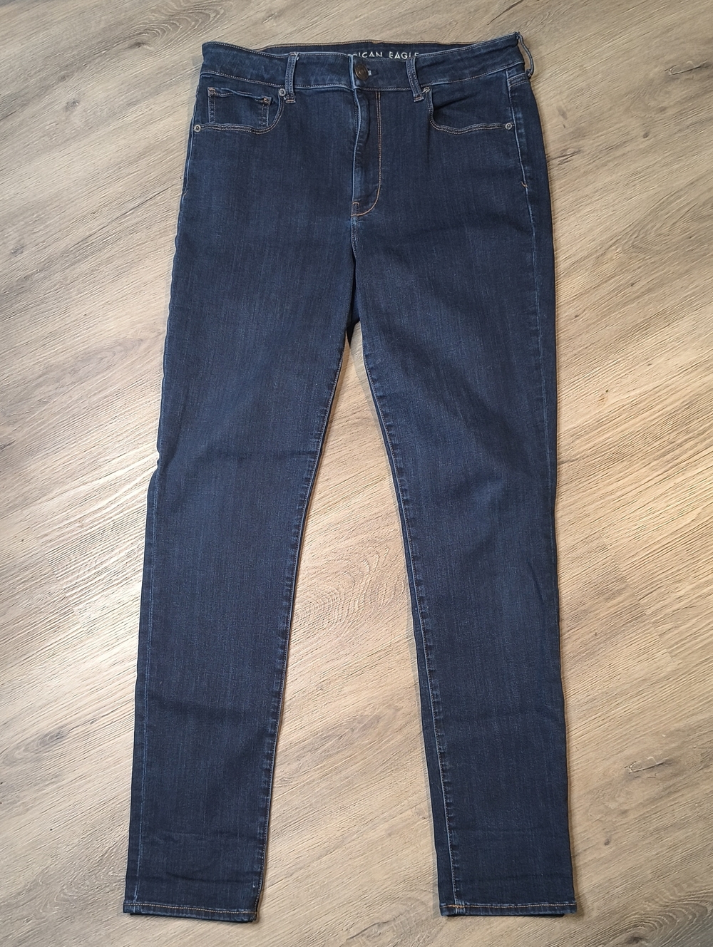 S1190 High Rise Skinny Fit American Eagle Womens Stretch Jeans Size 14 Long